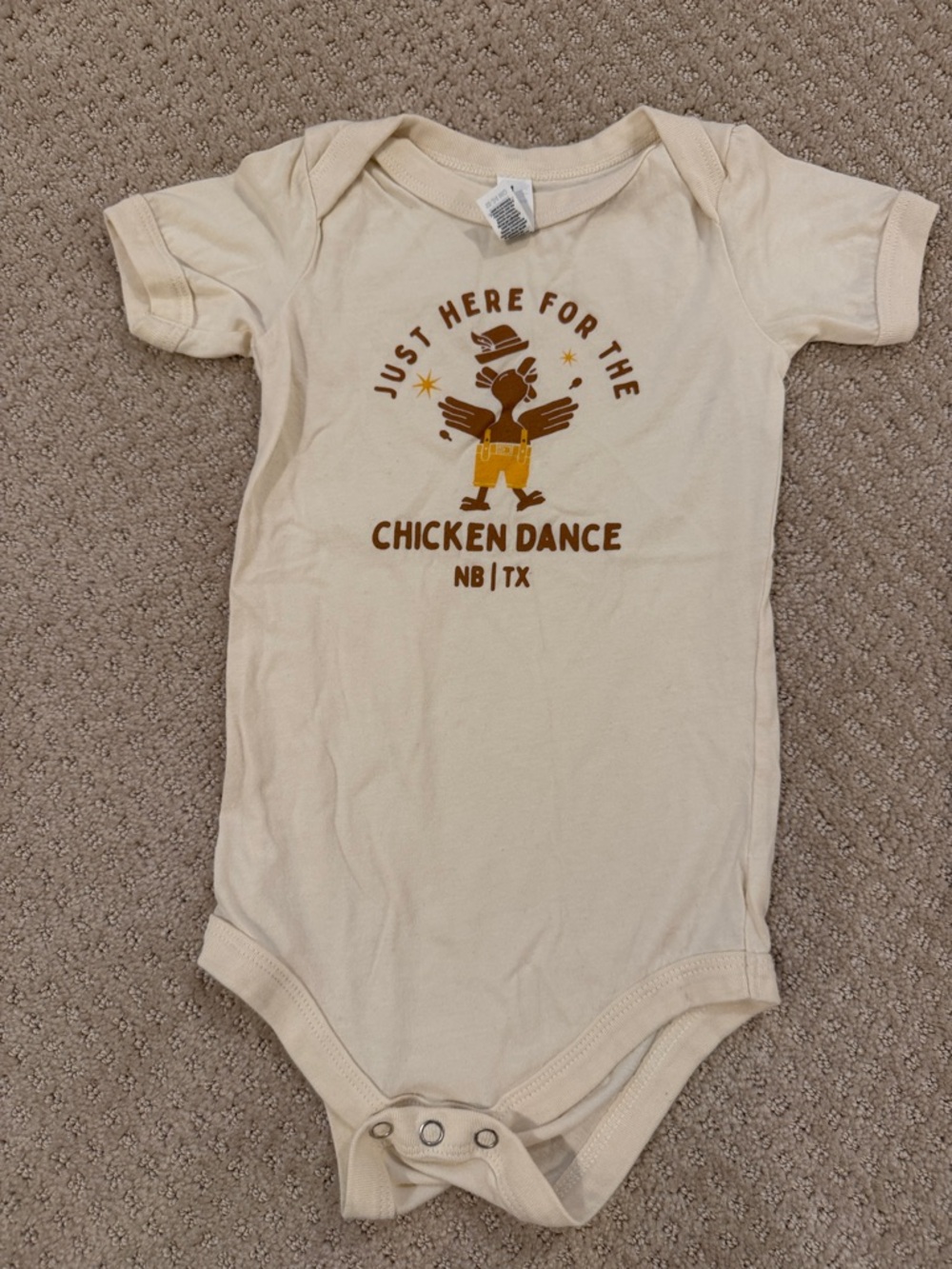 Beige Baby Onesie "Just Here for the Chicken Dance" Wurstfest
